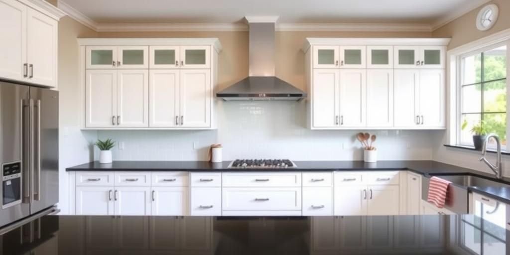 White Cabinets with Black Countertops